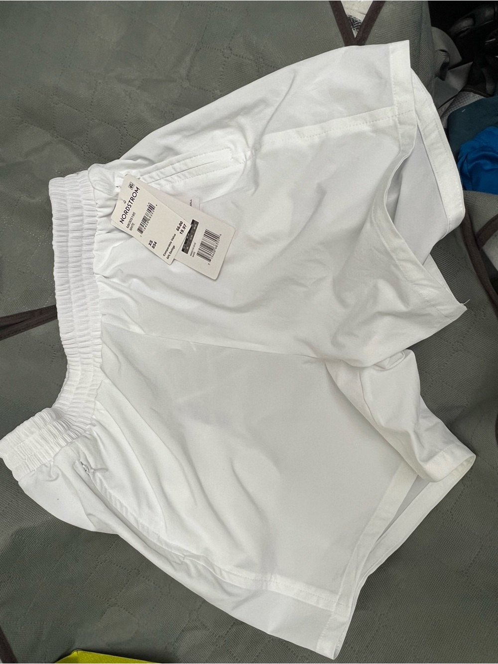 Nordstrom White Elastic-Waist Athletic Shorts Tennis Pickleball shorts SIZE XS